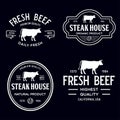 Set of premium beef labels, badges and design elements. Logo for butchery, meat shop, steak house etc Royalty Free Stock Photo