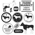 Set of premium beef labels, badges and design elements. Royalty Free Stock Photo