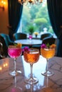 Set of Premium Cocktails in Vibrant Crystal Glassware Royalty Free Stock Photo