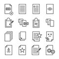 Set of premium document icons in line style.