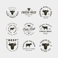 Set of premium fresh beef labels. vector illustration