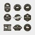 Set of premium fresh pork labels. vector illustration