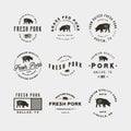 Set of premium fresh pork labels. vector illustration