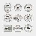 Set of premium fresh pork labels. vector illustration