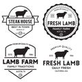 Set of premium lamb labels, badges and design elements. Logo for butchery, meat shop, steak house, farm etc