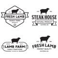 Set of premium lamb labels, badges and design elements. Logo for butchery, meat shop, steak house, farm etc