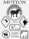 Set of premium lamb labels, mutton, badges and design elements. Vector