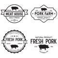 Set of premium pork labels, badges and design elements. Logo for butchery, meat shop, steak house, farm etc