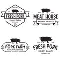 Set of premium pork labels, badges and design elements. Logo for butchery, meat shop, steak house, farm etc