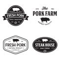 Set of premium pork labels, badges and design elements. Logo for butchery, meat shop, steak house, farm etc