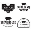 Set of premium pork labels, badges and design elements. Logo for butchery, meat shop, steak house, farm etc