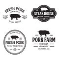 Set of premium pork labels, badges and design elements. Logo for butchery, meat shop, steak house, farm etc