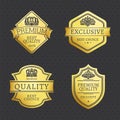 Set of Premium Quality Exclusive Golden Labels Royalty Free Stock Photo