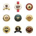 Set of premium quality guarantee badge award logo glossy metallic luxury