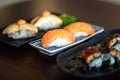 Premium salmon sushi - Japanese food. Royalty Free Stock Photo