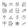 Set of premium strategy icons in line style.