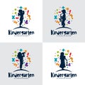 Set of preschool, kindergarten, playgroup logo