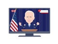 A set of President Biden having a press conference on TV