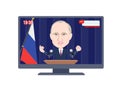 A set of President Putin having a press conference on TV