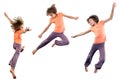Set of pretty girl jumping over white Royalty Free Stock Photo