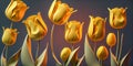 set of pretty yellow tulips