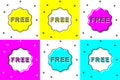 Set Price tag with an inscription Free icon isolated on color background. Badge for price. Promo tag discount. Vector Royalty Free Stock Photo