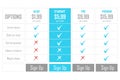 Set of pricing plans. Templates table in flat design. Table tariff banner for websites and applications.