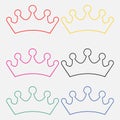 Set of princess crowns isolated on white background Royalty Free Stock Photo