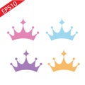 Set of princess crowns Tiara isolated on white. Vector illustration. Royalty Free Stock Photo