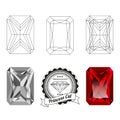 Set of princess cut jewel views Royalty Free Stock Photo