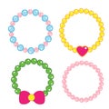 Set of Princess decorated necklace or beads vector clip art