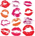 Set of print lips kiss