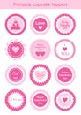 Set of printable cupcake toppers Valentines day Royalty Free Stock Photo