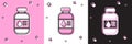 Set Printer ink bottle icon isolated on pink and white, black background. Vector Royalty Free Stock Photo