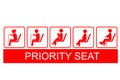 Set of Priority Seat at Public Transportation train, bus, mrt, etc