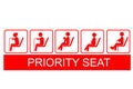 Set of Priority Seat at Public Transportation train, bus, mrt, etc Royalty Free Stock Photo