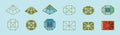 Set of prism cartoon icon design template with various models. vector illustration isolated on blue background Royalty Free Stock Photo