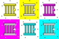 Set Prison window icon isolated on color background. Vector