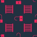 Set Prison window and Open padlock on seamless pattern. Vector Royalty Free Stock Photo