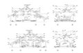 Set of private house facades, detailed architectural technical drawing, vector blueprint