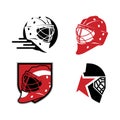 set of pro hockey helmet illustration with shield design and stars