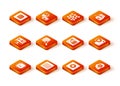 Set Processor CPU, Binary code, Algorithm, Server, Computer api interface, Humanoid robot and Neural network icon Royalty Free Stock Photo