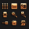Set Processor CPU, Chat bot, Photo retouching, Binary code, Artificial intelligence AI, Computer api interface and Royalty Free Stock Photo