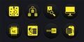 Set Processor CPU, Computer monitor, api interface, Binary code, Photo retouching, Server, Data, Cloud technology data Royalty Free Stock Photo