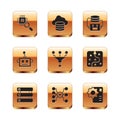 Set Processor CPU, Server, Data, Neural network, Funnel filter, Artificial intelligence robot, and Cloud database icon Royalty Free Stock Photo
