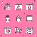 Set Processor, Loading data window, Create account screen, Coffee cup to go, Computer mouse, Laptop, Python programming Royalty Free Stock Photo