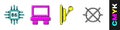 Set Processor with microcircuits CPU, Fuse, Electrical panel and Electric circuit scheme icon. Vector