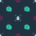 Set Processor with microcircuits CPU, System bug and Cyber security on seamless pattern. Vector Royalty Free Stock Photo