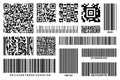Set of product barcodes and QR codes. Identification tracking code. Serial number, product ID with digital information Royalty Free Stock Photo
