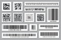 Set of product barcodes and QR codes. Identification tracking code. Serial number, product ID with digital information Royalty Free Stock Photo